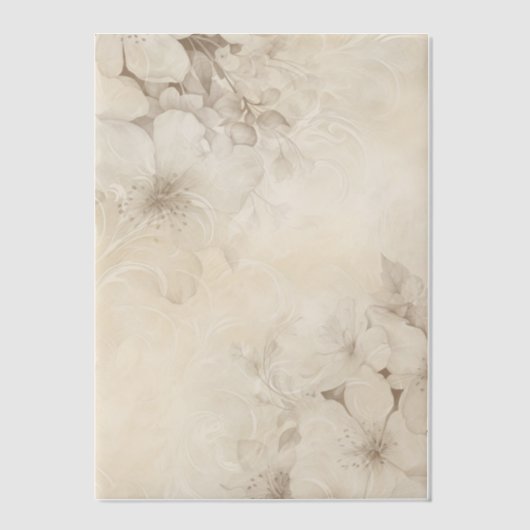 Cream Rozen Floral Vellum Uitnodigingen (Voorkant)