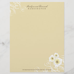 Cream Rozen & Swirls Personal Letterhead Gepersonaliseerd Briefhoofd