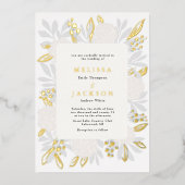 Cream Rozen Wedding Folie Uitnodiging (Voorkant)