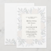 Cream Rozen Wedding Kaart (Voorkant / Achterkant)