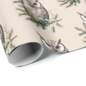 Cream Rustic Uilen en bloemen Cadeaupapier (Rol Hoek)