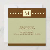 Cream Sage Brown Monogram Weddenschap Kaart (Achterkant)