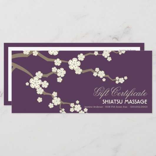 Cream Sakura Cherry Blossom Gift Certificate (Voorkant / Achterkant)