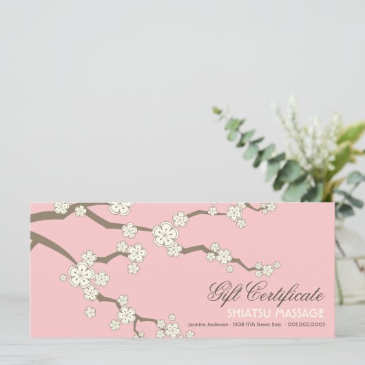 Cream Sakura Cherry Blossom Zen Gift Certificate (Staand voorkant)