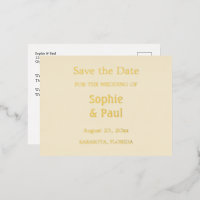 Cream Save the Date Gold Foil Invitation Briefkaar