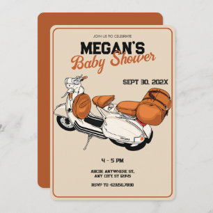 Cream scooter Baby shower Kaart