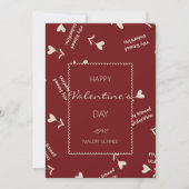 Cream Script Hearts on Burgundy– Valentine pattern Feestdagenkaart (Voorkant)