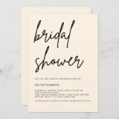 Cream Script Modern Bridal Shower Invitation  (Devant / Derrière)