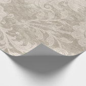Cream Scrollwork Flowers op zand Cadeaupapier (Hoek)