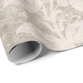 Cream Scrollwork Flowers op zand Cadeaupapier (Rol Hoek)