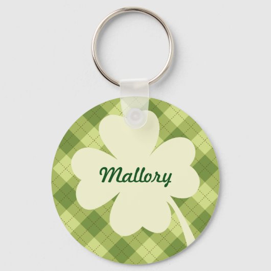 Cream Shamrock-gepersonaliseerde Sleutelhanger (Voorkant)