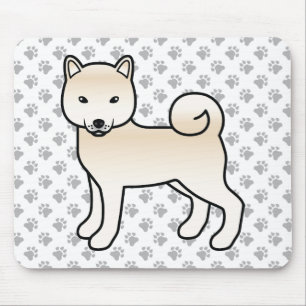 Cream Shiba Inu Cartoon Dog & Paws Muismat