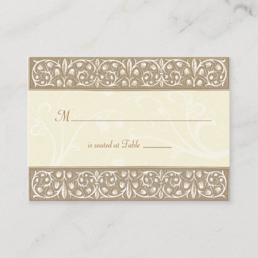 Cream Sierfries Place Card Plaatskaartje (Voorkant)