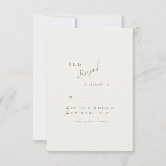 Cream Simple Modern Or Texte Mariage RSVP (Devant)