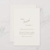 Cream Simple Modern Or Texte Mariage RSVP (Devant / Derrière)