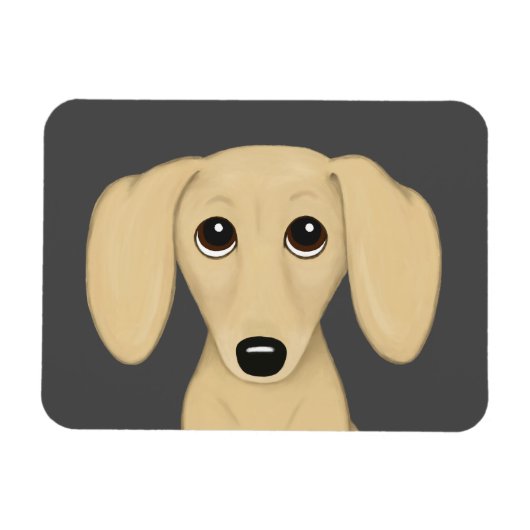 Cream Smooth Coated Dachshund Cartoon Dog Magneet (Horizontaal)