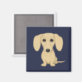 Cream Smooth Coated Dachshund Cartoon Dog Magneet (Voorkant / Achterkant)