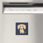 Cream Smooth Coated Dachshund Cartoon Dog Magneet (Insitu (Vaatwasser))