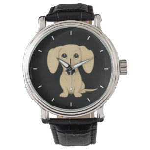 Cream Smooth Coated Dachshund   Cute Wiener Dog Horloge