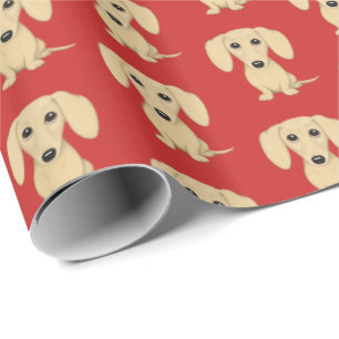 Cream Smooth Coated Dachshund Pattern   Kute honde Cadeaupapier