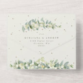 Cream Snowberry + Eucalyptus bruiloft alleen recep All In One Uitnodiging (Achterkant)