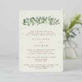 Cream Snowberry + Eucalyptus bruiloft repetitie Folie Uitnodiging (Staand Voorkant)