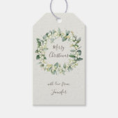 Cream Snowberry+Eucalyptus Custom Message Cadeaulabel (Voorkant)