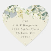 Cream Snowberry + Eucalyptus Kerstmis Adres Hart Sticker (Voorkant)
