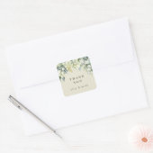 Cream Snowberry+Eucalyptus Kerstmis Dank je Vierkante Sticker (Envelop)