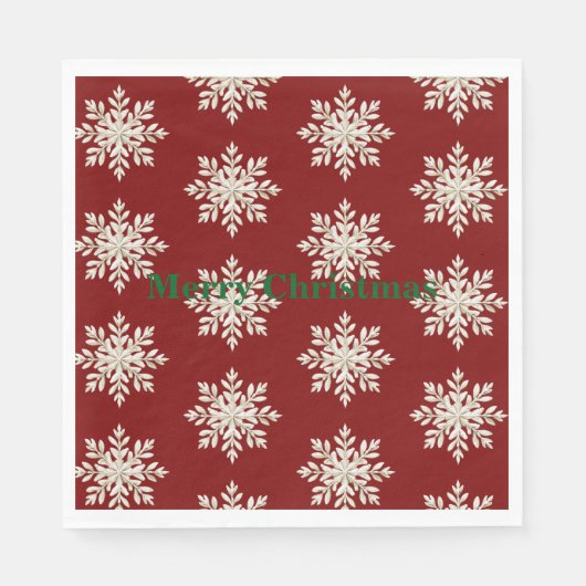 Cream Snowflake Red Christmas Servet (Voorkant)