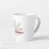 Cream Snowflake Red Merry Christmas Latte Mok (Rechterhoek)