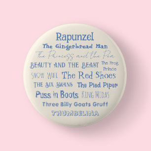Cream Sprookje Verteldag Badge/ Knop Ronde Button 5,7 Cm