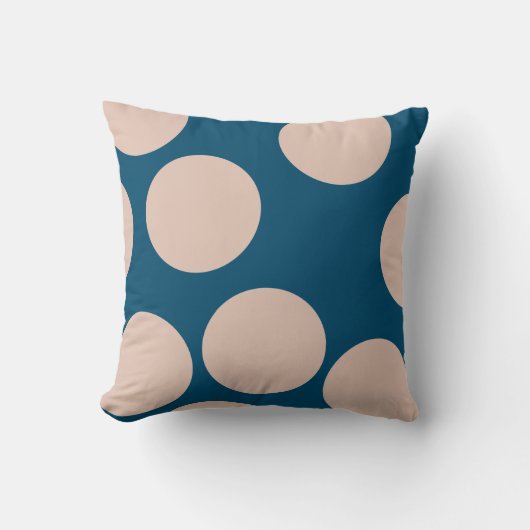 Cream Tan Polka Dots on Ocean Blue Kussen (Voorkant)