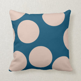 Cream Tan Polka Dots on Ocean Blue Kussen