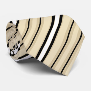Cream Tan Taupe Beige Black Stripe Patroon Stropdas