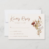 Cream & Terracotta Fleur sauvage Boho Wedding RSVP (Devant)