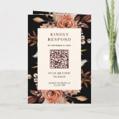 Cream Terracotta Floral QR Code Black Wedding (Achterkant)