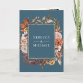 Cream Terracotta Floral QR Code Dusty Blue Wedding (Voorkant)