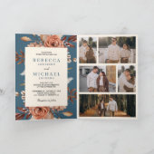 Cream Terracotta Floral QR Code Dusty Blue Wedding (Binnen)