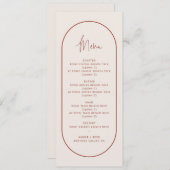 Cream Terracotta Geo Double Arch Wedding Menu Kaar Kaart (Voorkant / Achterkant)