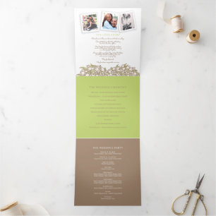 Cream tulips hartverhaal toewijding bruiloft drieluik programma