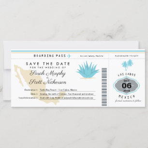 Cream Turquoise Mexique Enregistrer la date Carte
