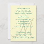 Cream Turquoise Modern Wedding Invitations Kaart (Achterkant)