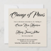 Cream uitgesteld bruiloft verandering van plannen kaart (Voorkant)