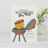 Cream  Vaderdag Grill Party Invitation Kaart (Staand voorkant)