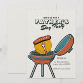 Cream  Vaderdag Grill Party Invitation Kaart (Voorkant / Achterkant)