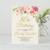 Cream Verjaardag 80e Verjaardag Kaart (Staand voorkant)