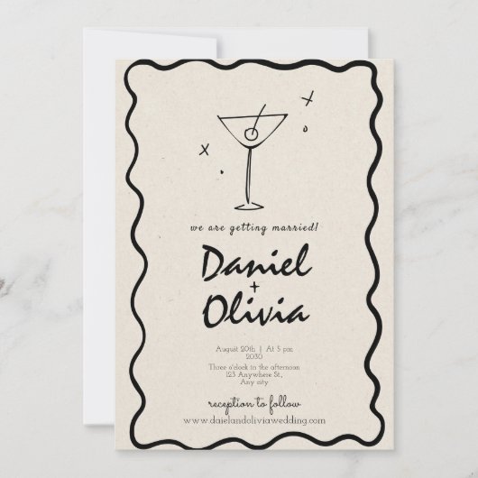 Cream Vintage Wedding Kaart (Voorkant)