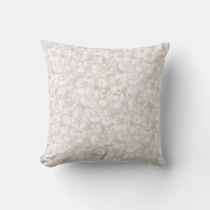 Cream watercolor flower blooms throw pillow kussen