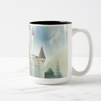 Cream Waterverf Castle met wijnstokken Tweekleurige Koffiemok